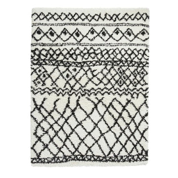 Scandi Berber G274 Modern Moroccan Berber Soft Plush Boho Shaggy White/Black Rug-Think Rugs-Rug Love - The Most Loved Rug Store